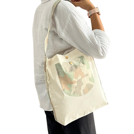 Army Bold Striped Pocket Canvas Tote Bag