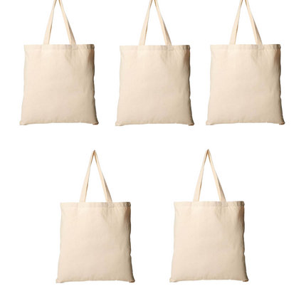 Plain White Canvas Tote Bag Set Of 5