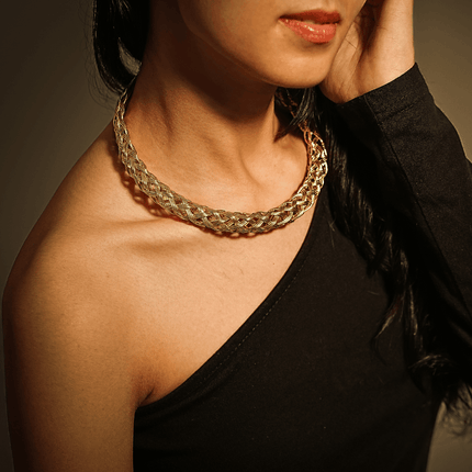 Golden Aura Adjustable Brass Necklace - HASHTACK