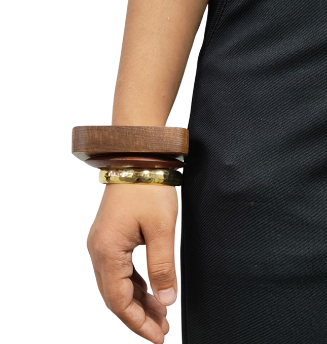 Golden Aura Wooden Bangle Set