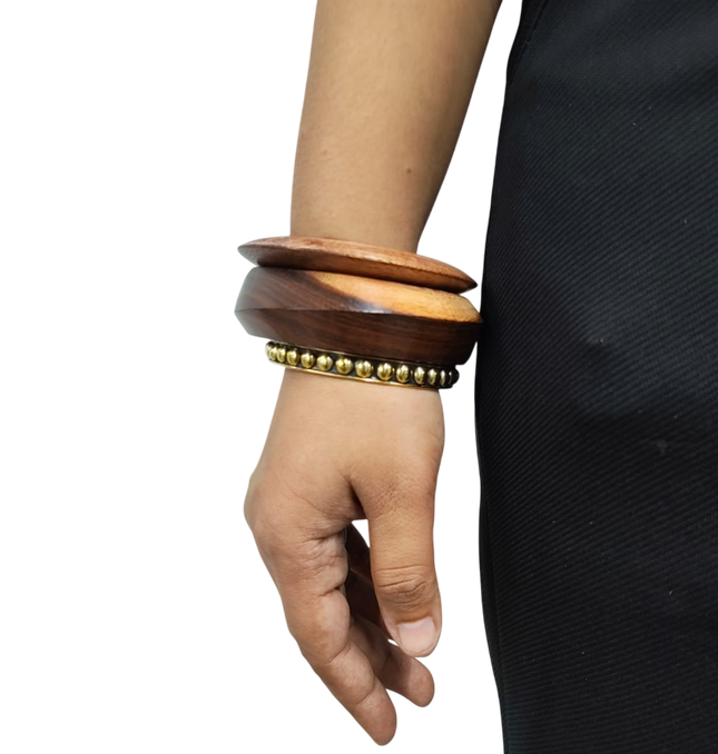 Heritage Beaded Wooden Bangle Set