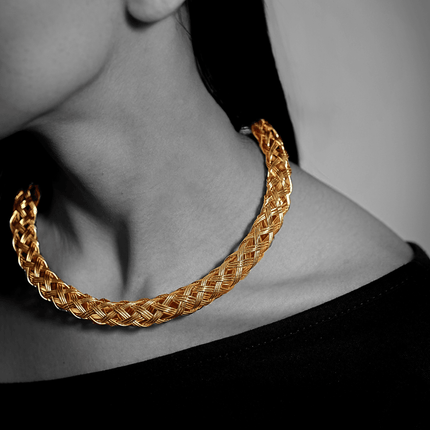 Golden Aura Adjustable Brass Necklace - HASHTACK