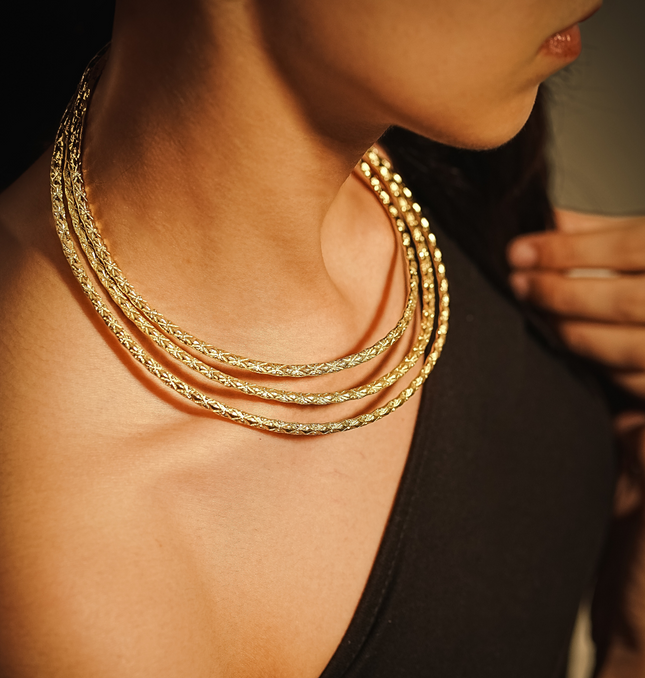 Triple Layer Brass Necklace