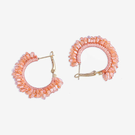 Orange Mini Sunrise Beaded Hoops