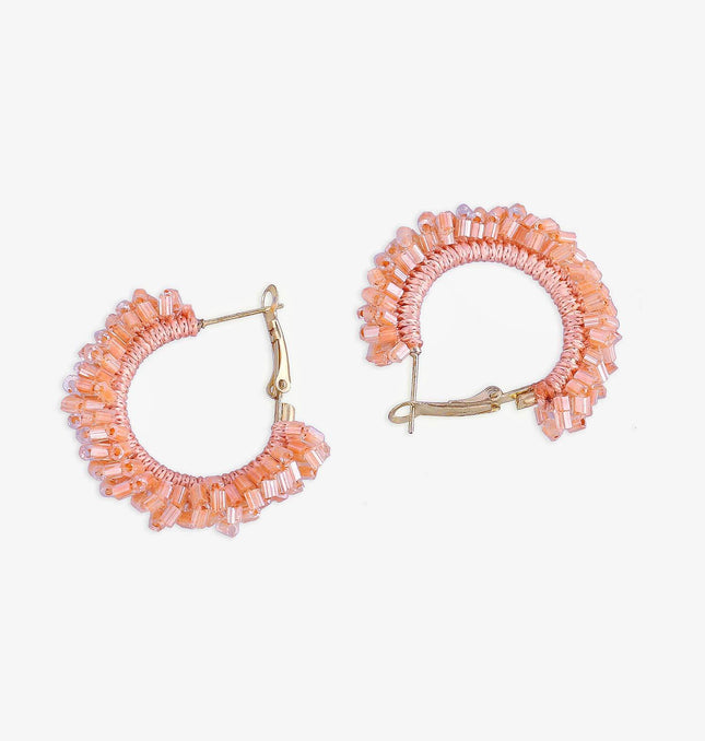 Orange Mini Sunrise Beaded Hoops - HASHTACK