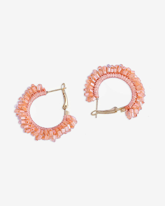 Orange Mini Sunrise Beaded Hoops