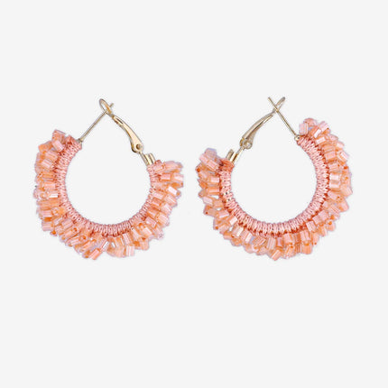 Orange Mini Sunrise Beaded Hoops