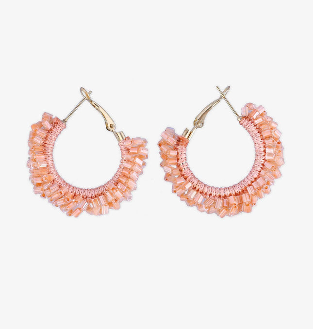Orange Mini Sunrise Beaded Hoops - HASHTACK