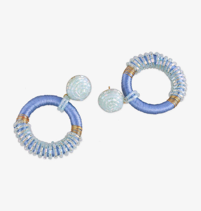 Navy Nightfall Hoops Earrings - HASHTACK