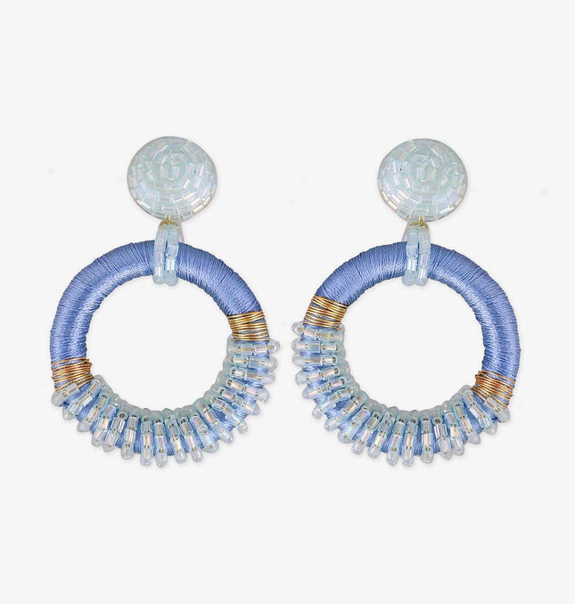 Navy Nightfall Hoops Earrings - HASHTACK