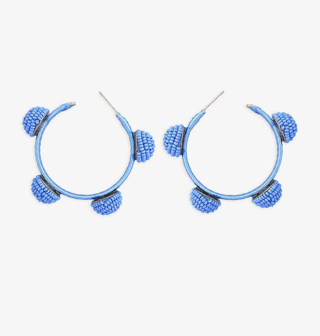 Crystal Blue Hoop Earrings - HASHTACK