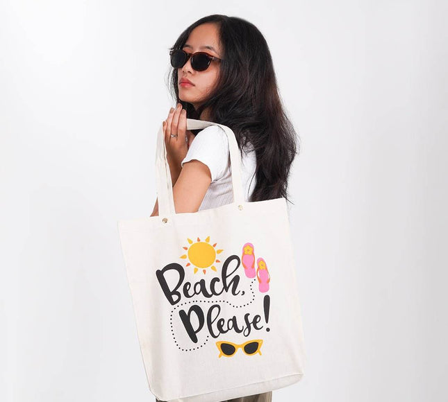 Beach Please Canvas Tote Bag - HASHTACK