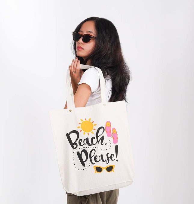 Beach Please Canvas Tote Bag - HASHTACK