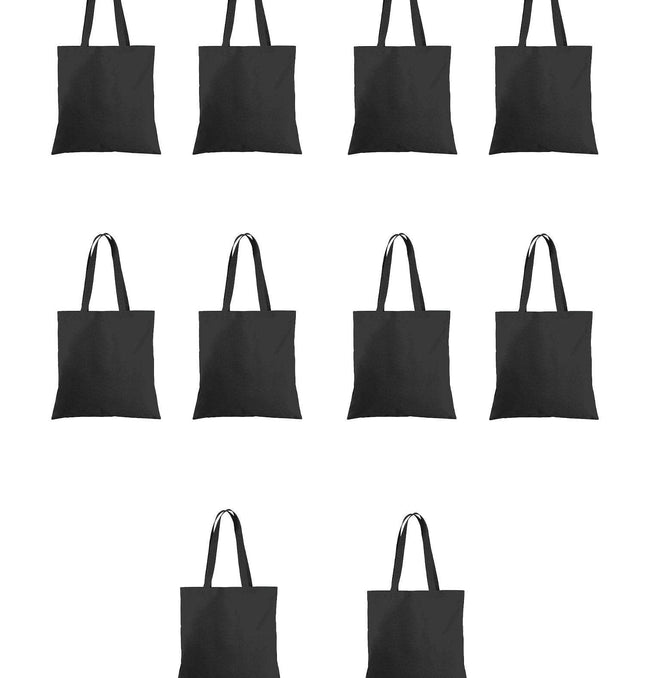 Black Plain Canvas Tote Bag Set of 10 - HASHTACK