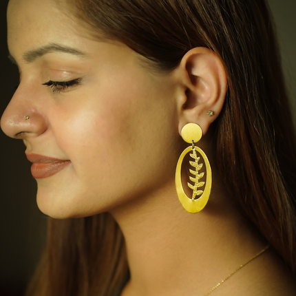 Brass Botanical Dangle Earrings