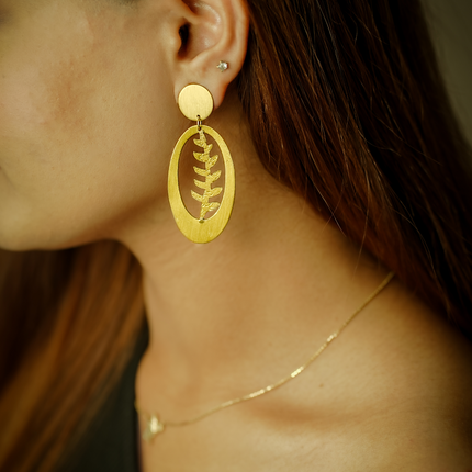 Brass Botanical Dangle Earrings