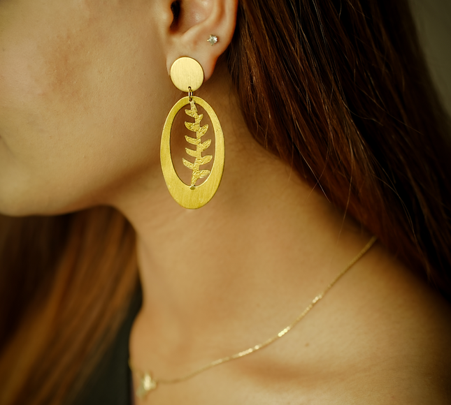 Brass Botanical Dangle Earrings