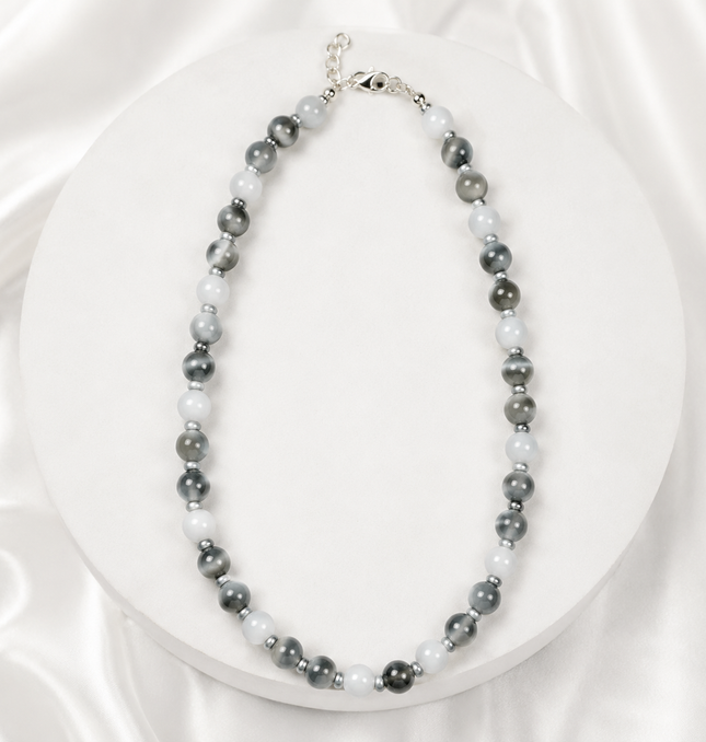Monochrome Harmony Beaded Necklace