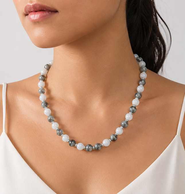Monochrome Harmony Beaded Necklace