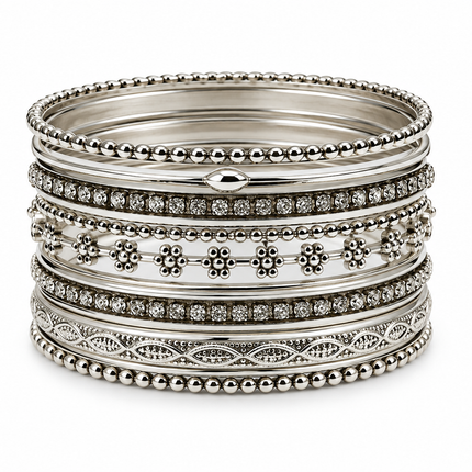 Silver Heritage Bangle Stack