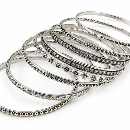 Silver Heritage Bangle Stack