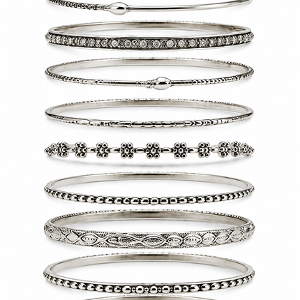 Silver Heritage Bangle Stack