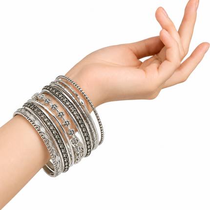 Silver Heritage Bangle Stack