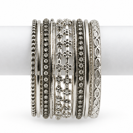 Silver Heritage Bangle Stack
