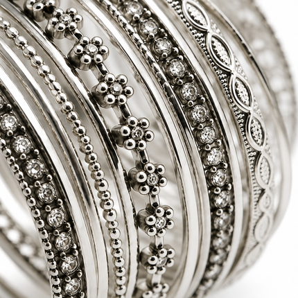 Silver Heritage Bangle Stack