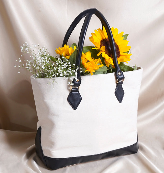 Cityscape Canvas Tote Bag Black