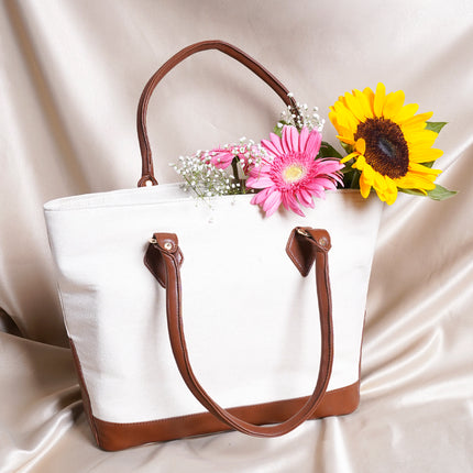 Cityscape Canvas Tote Bag Brown