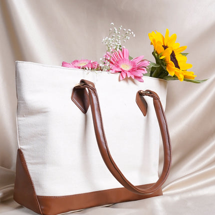 Cityscape Canvas Tote Bag Brown