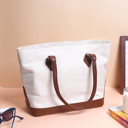 Cityscape Canvas Tote Bag Brown
