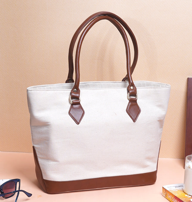 Cityscape Canvas Tote Bag Brown