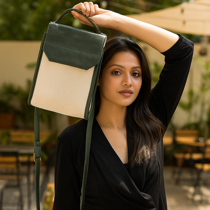 Classic Olive Canvas PU Shoulder Bag