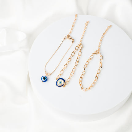 Triple Luck Evil Eye Bracelet