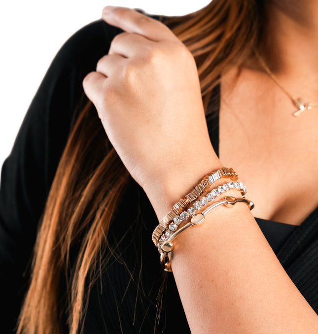Golden Edge Stud Stack Bracelet