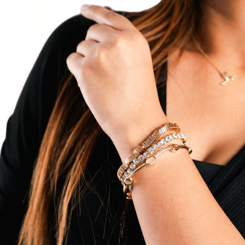 Golden Edge Stud Stackable Bracelet from Hashtack