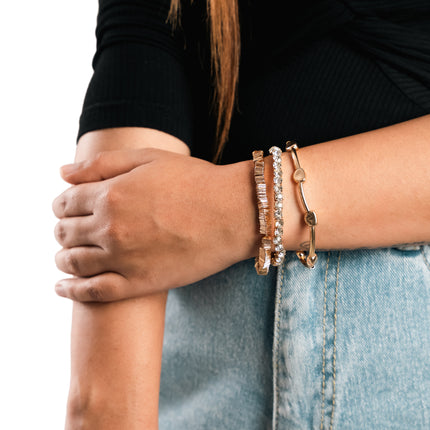 Golden Edge Stud Stack Bracelet