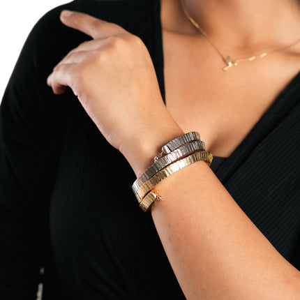 Golden Silver Spiral Stack Bracelet