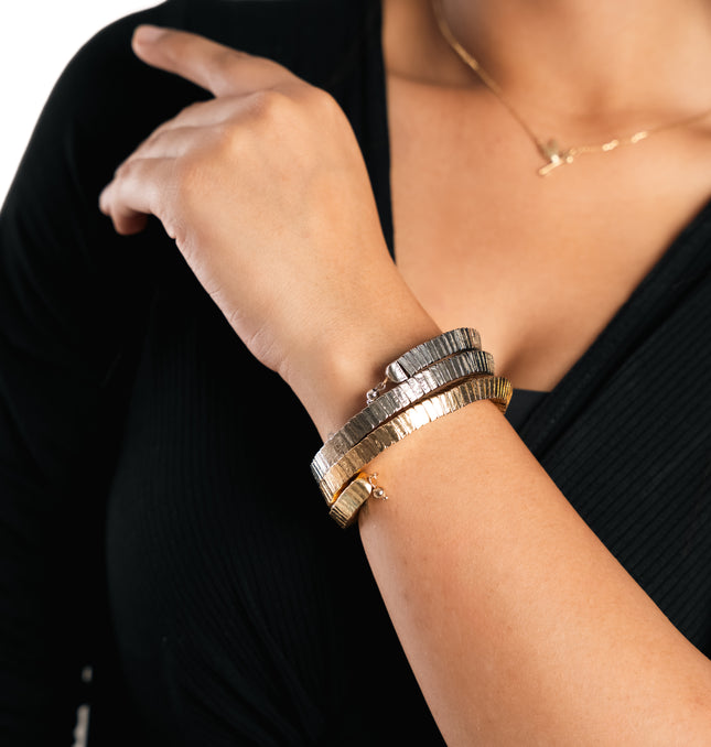 Golden Silver Spiral Stack Bracelet