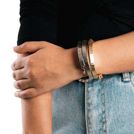 Golden Silver Spiral Stack Bracelet