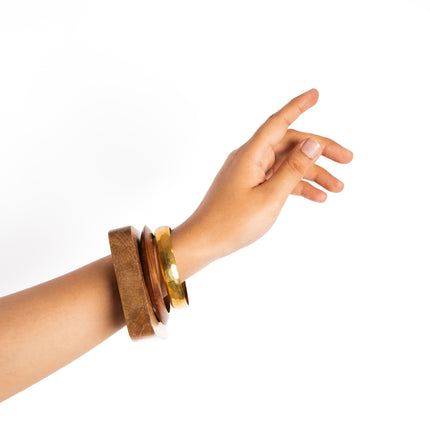 Golden Aura Wooden Bangle Set