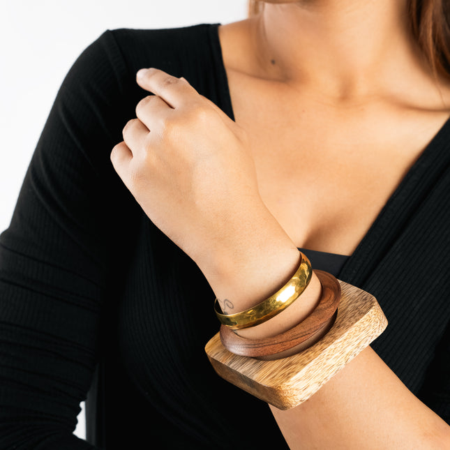 Golden Aura Wooden Bangle Set