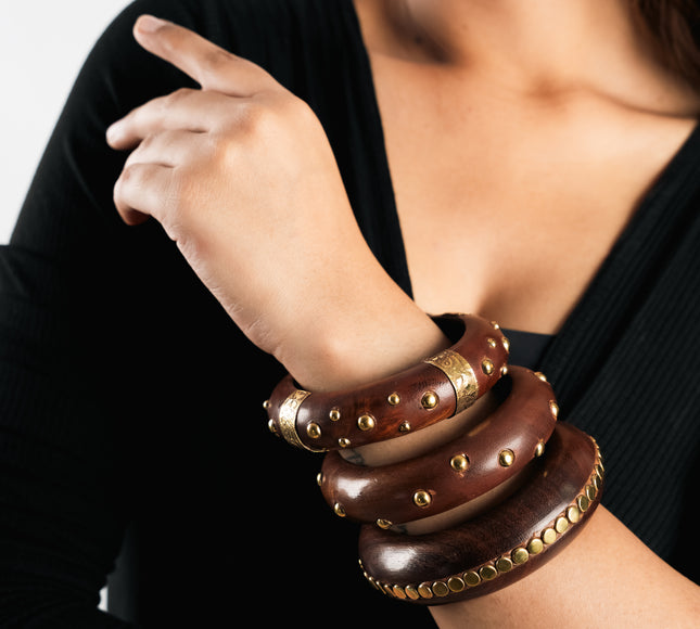 Classic Wood Bangles-Set of 3