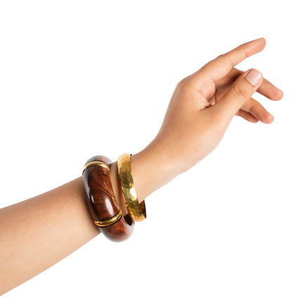 Golden Glow Resin & Brass Bangle Set