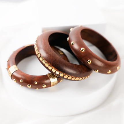 Classic Wood Bangles-Set of 3