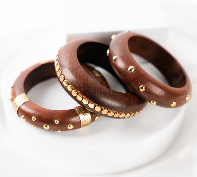 Classic Wood Bangles-Set of 3