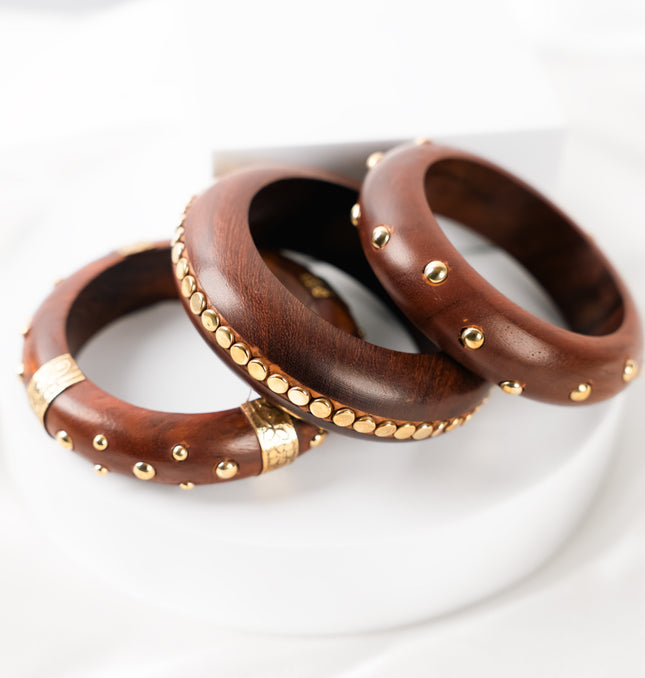 Classic Wood Bangles-Set of 3