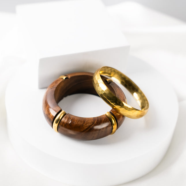 Golden Glow Wooden Bangle Set